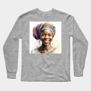 Watercolour print of a beautiful Black Queen Long Sleeve T-Shirt